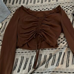 brown cropped long sleeve